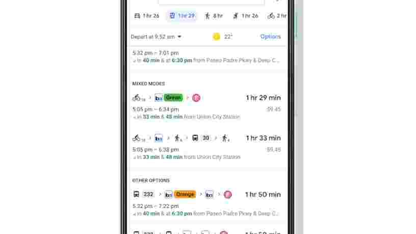 Google Maps va bientôt vous proposer de combiner train, VTC, covoiturage et vélos pour vous déplacer