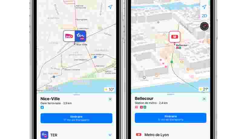 L'appli Plans d'Apple indique maintenant les trajets en transports en commun dans de nombreuses villes de France