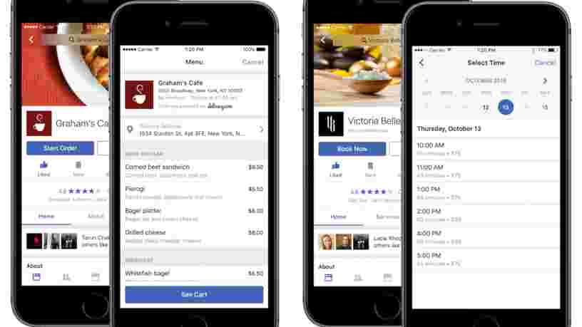 Facebook lance un concurrent de Yelp qui permet de commander à manger sans sortir de l'appli
