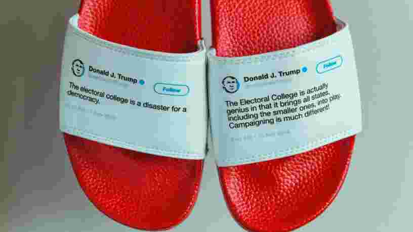 Un Américain a fabriqué des claquettes à partir de tweets contradictoires de Donald Trump — et il a vendu tout son stock en moins d'un mois