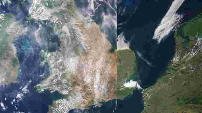 D'impressionnantes images satellite de l'Europe montrent comment la canicule a brûlé des pays entiers cet été
