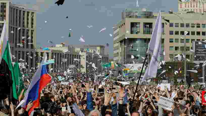 Des milliers de personnes manifestent à Moscou pour défendre l'application Telegram