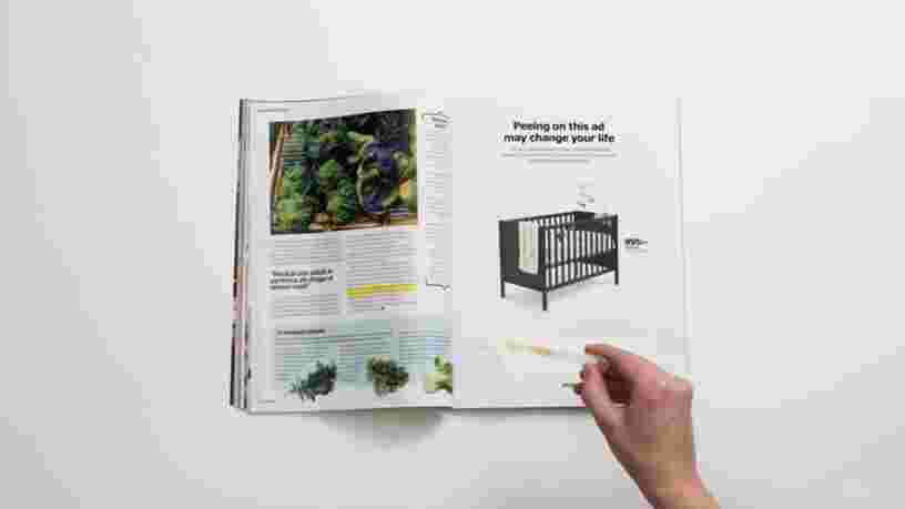Uriner sur cette publicité Ikea dans un magazine pourrait vous offrir un coupon de réduction si vous êtes enceinte