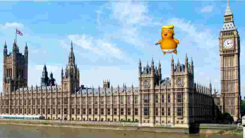 Un ballon de 6 mètres de haut représentant Trump en bébé énervé a été autorisé à flotter au dessus de Londres pendant sa visite diplomatique la semaine prochaine