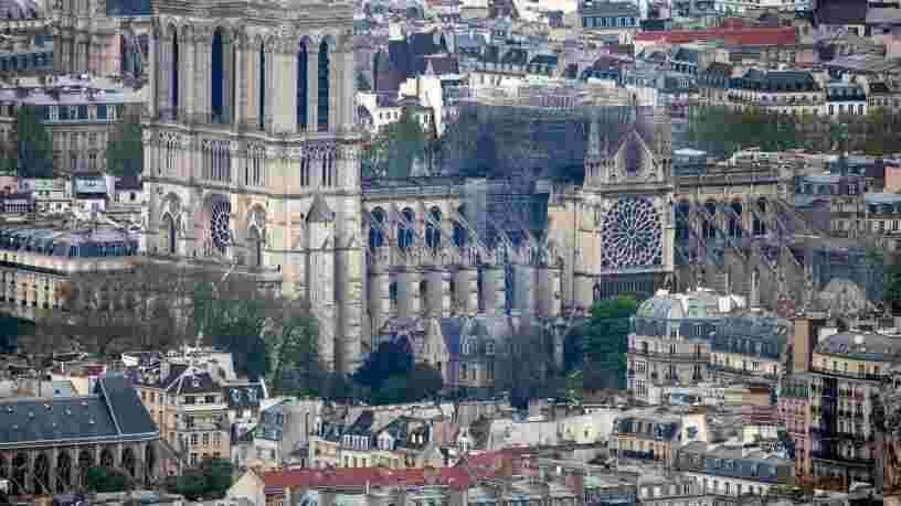 Un site russe publie une impressionnante photo prise par drone des dégâts de Notre-Dame de Paris