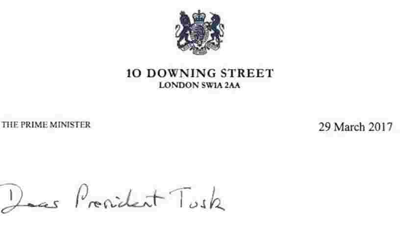 BREXIT: Voici la lettre de Theresa May au président du Conseil européen Donald Tusk enclenchant la sortie de l'UE