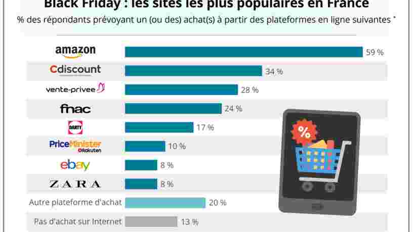 GRAPHIQUE DU JOUR: voici les sites qui attirent le plus d'acheteurs pour le Black Friday en France