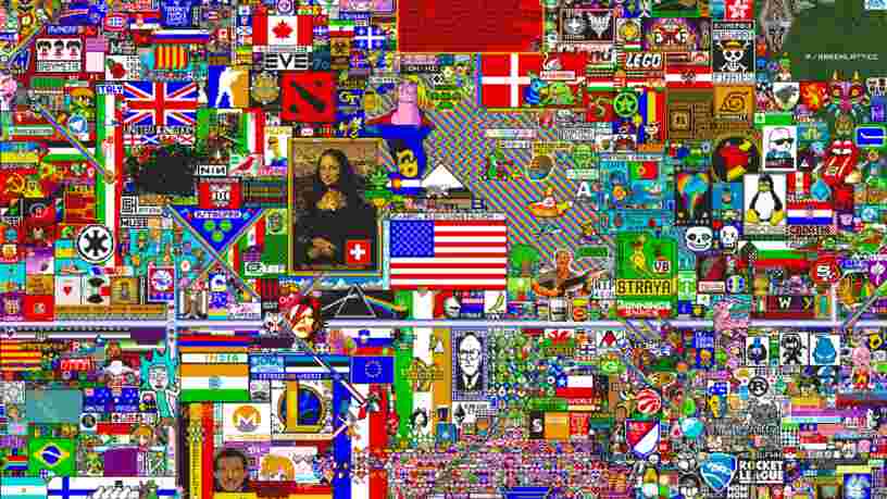 Un million d'utilisateurs Reddit ont bataillé virtuellement pour créer cette étrange œuvre d'art composée de 16 millions de pixels