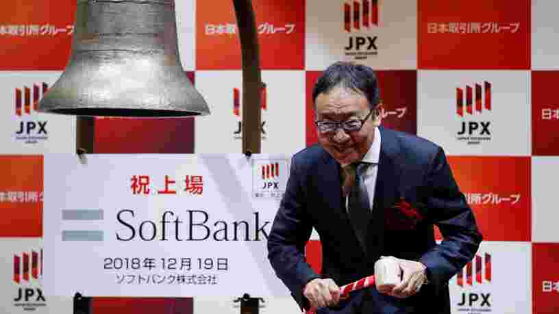 La filiale téléphonie mobile du japonais SoftBank chute pour son premier jour en Bourse, malgré une levée de fonds de 23,5 Mds$