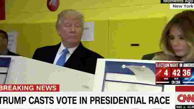 Cette photo de Donald Trump en train de jeter un œil sur le bulletin de vote de sa femme Melania enflamme le web