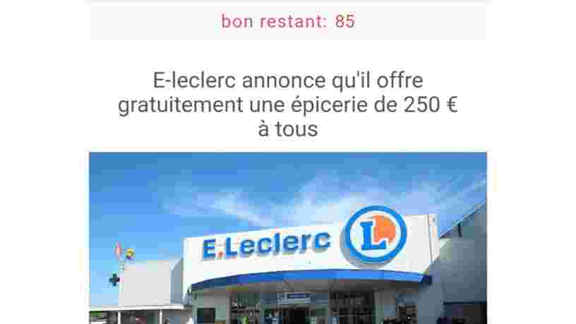 De faux bons d'achat Leclerc de 250 euros circulent en ce moment, attention à l'arnaque