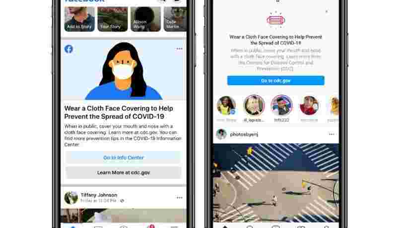 Une alerte sur Facebook et Instagram va inciter les gens à porter un masque en public