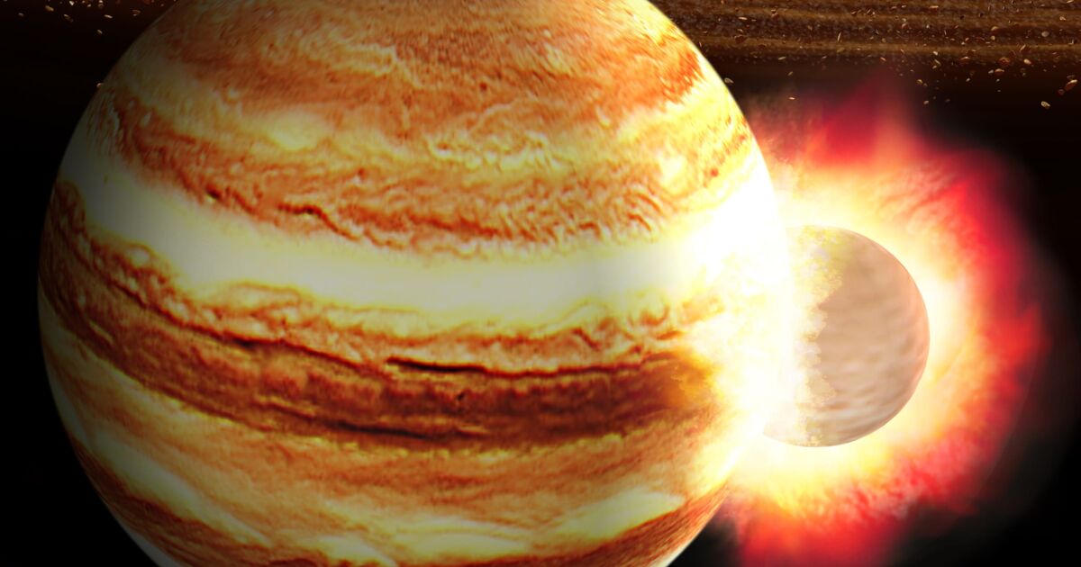 Jupiter got hit by a with 10 times the mass of Earth billions of