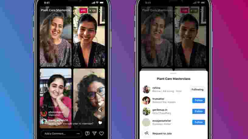 Instagram permet désormais de réaliser des lives à 4 personnes