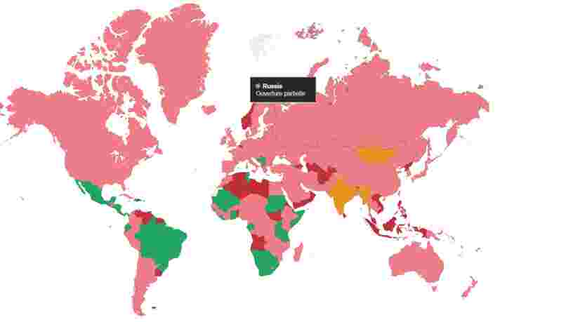 Cette carte récapitule les restrictions sanitaires pays par pays pour voyager cet été