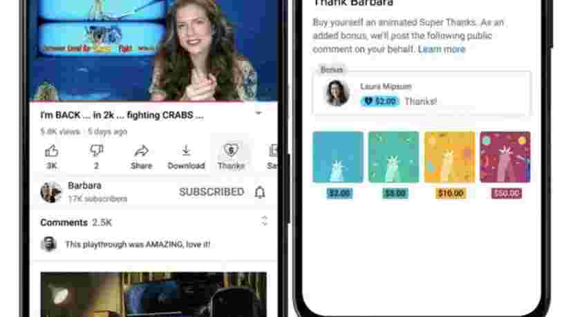 YouTube lance Super Thanks, une fonction qui permet aux fans de donner de l'argent aux créateurs