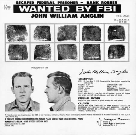 1962 : trois détenus s’évadent du pénitencier d'Alcatraz
