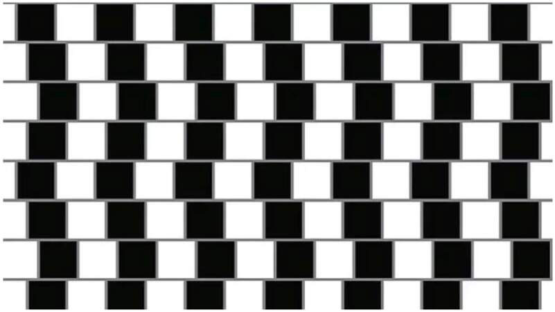 Ces lignes horizontales semblent être en pente, mais prenez une règle, et vous verrez qu’elles sont tout à fait droites !