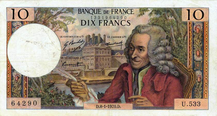 Les 10 francs pour Voltaire en 1963
