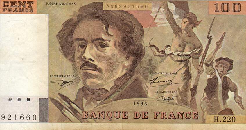 Les 100 francs pour Delacroix en 1978