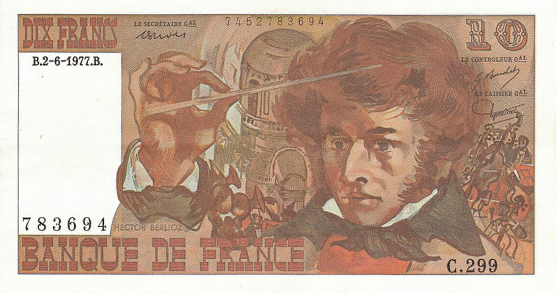 Les 10 francs pour Hector Berlioz en 1972