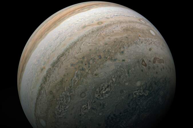 Un cliché, pris le 17 février 2020, de l'hémisphère sud de la planète Jupiter.