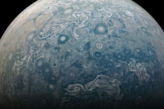 Un cliché de l'hémisphère nord de la planète Jupiter.