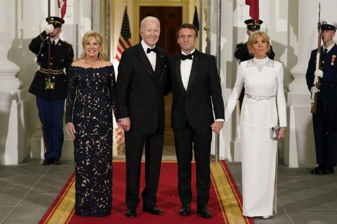 Emmanuel et Brigitte Macron en visite aux Etats-Unis, accompagnés du président américain Joe Biden et de la first lady Jill Biden