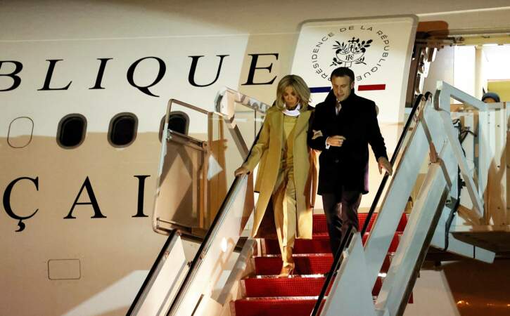 Emmanuel et Brigitte Macron arrivent aux Etats-Unis