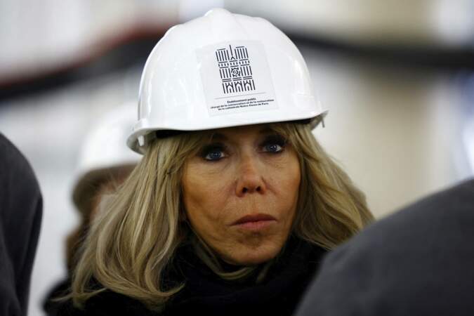 Brigitte Macron sur chantier de la cathédrale Notre-Dame de Paris 
