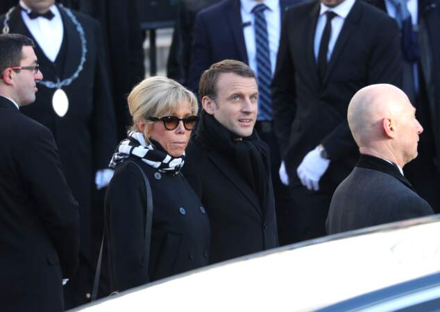 Emmanuel et Brigitte Macron présent à l'hommage populaire a Johnny Hallyday