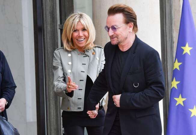 Brigitte Macron reçoit Bono au Palais de L'Elysée