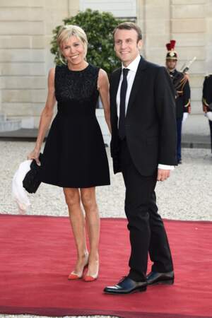 Brigitte et Emmanuel Macron à L'Elysée, pour la visite du roi d'Espagne