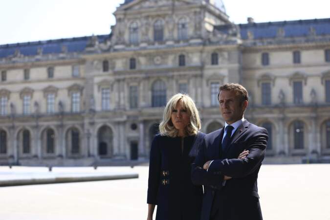 Brigitte et Emmanuel Macron en visite au Louvre