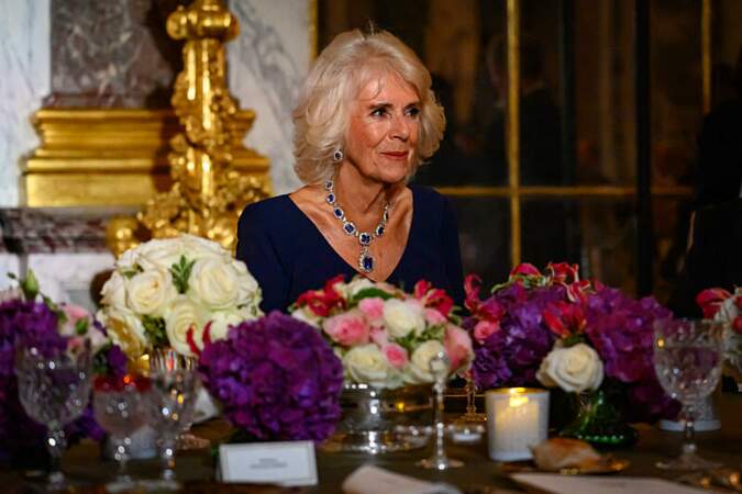 Camilla Parker Bowles lors du dîner d'Etat au château de Versailles en septembre 2023. 