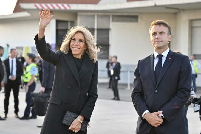 Emmanuel Macron et sa femme Brigitte et Emmanuel Macron lors de la visite du pape François àMarseille, le 23 septembre 2023. 